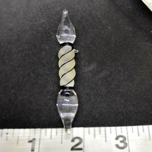 Glass Black & White Stylized Brooch